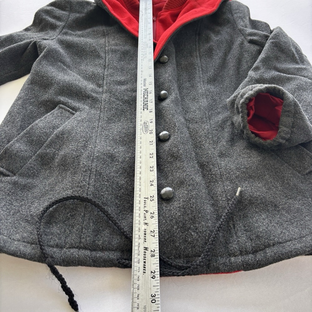 Vintage Mackintosh Vestcoat Wool Hooded Coat Men's Large Gray Red Lined - Picture 7 of 10